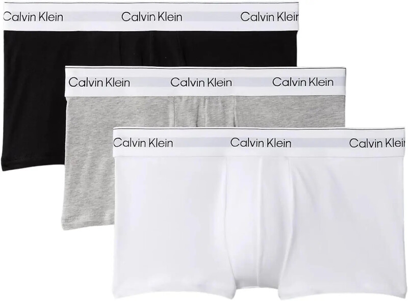 Calvin Klein 3er-Pack Tief Sitzende Boxershorts – Icon Baumwoll-Stretch – Weiß, Schwarz, Grau, Größe Xs
