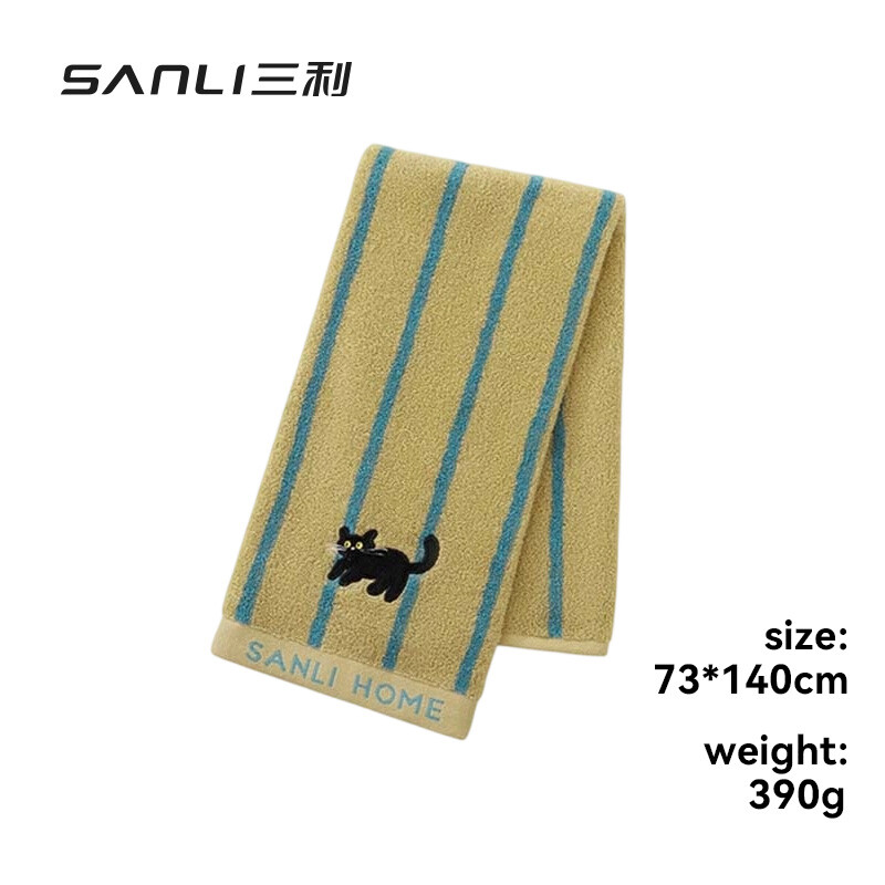 SANLI Verdicktes 100 % Baumwolle Badetuch 73×140 cm 390 g Saugfähiges Duschhandtuch Beige