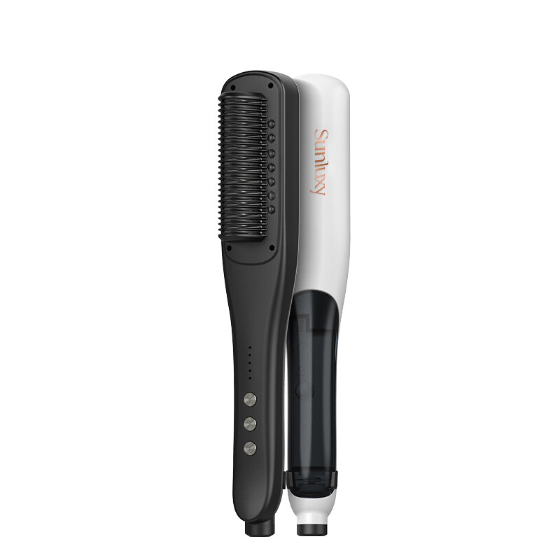 Sunluxy KD880 stijlkam met stoom, sprayhydratatie en styling met één kam, gelijkmatige PTC-verwarming voor haarverzorging, stoomtoevoer voor vochtbehoud en pluisbestendigheid, stijltang voor snelle styling thuis