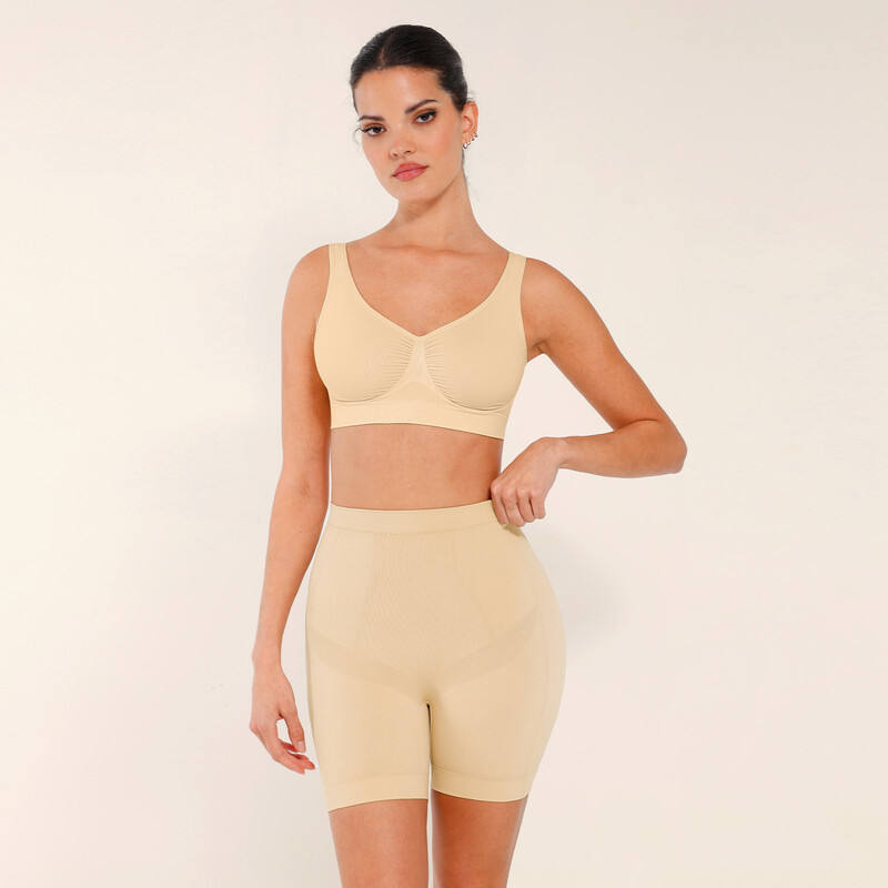 Seamless Comfort Mid Waist Tummy Control Ege-free Panties Shaping Shorts for Women M/