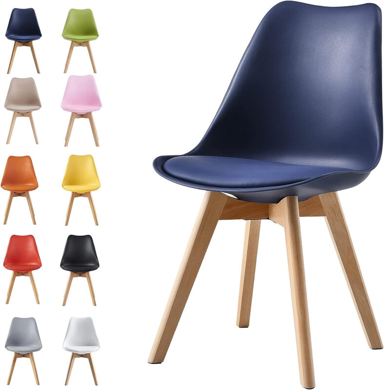 Dining Chairs Wooden Legs Soft Cushion Pad Stylish DELUXE Retro Lounge Dining Office