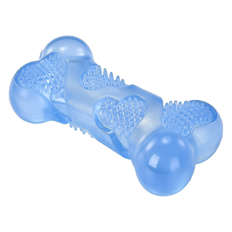 Blinkit Piepend hondenbot speelgoed, Blauw latex kauwspeelgoed, Interactief geluidsspeelgoed voor puppy gebitsverzorging