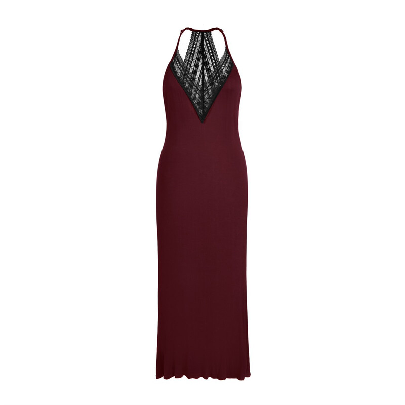 lace v-neck wine red suspender dress L