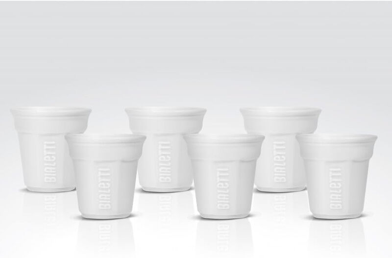 Bialetti 6-Tassen-Set, oktagonal, weiß