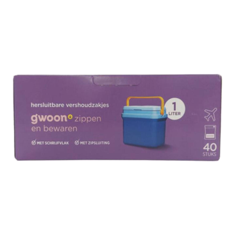 g'woon opbergzakken met sluitstrip 1 L, doos van 40 stuks