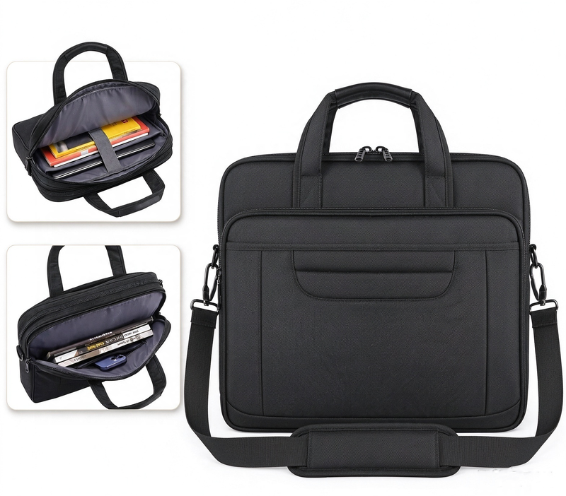Laptoptas 15,6 inch, laptop aktetas heren waterdicht, grote computertas multifunctionele zakelijke schoudertas voor heren dames messenger, zwart, nieuwjaarsaanbieding, topcadeautips