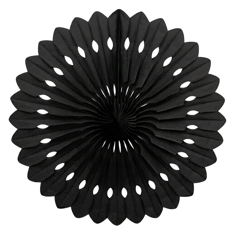 Black Solid 16" Tissue Paper Fan