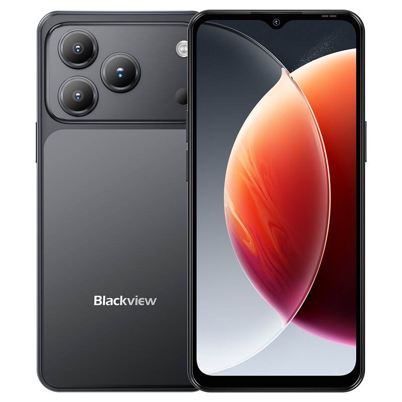 Blackview Wave 7C Android 16 Smartphone, 16 GB RAM (4 GB RAM + 12 GB) + 64 GB Opslag, 32 MP + 13 MP Camera, 5000 mAh Batterij, 6,56" Display, 4G Dual SIM, 3 Kaartsleuven, IP54, GPS, FM Radio, 3,5 mm Jack