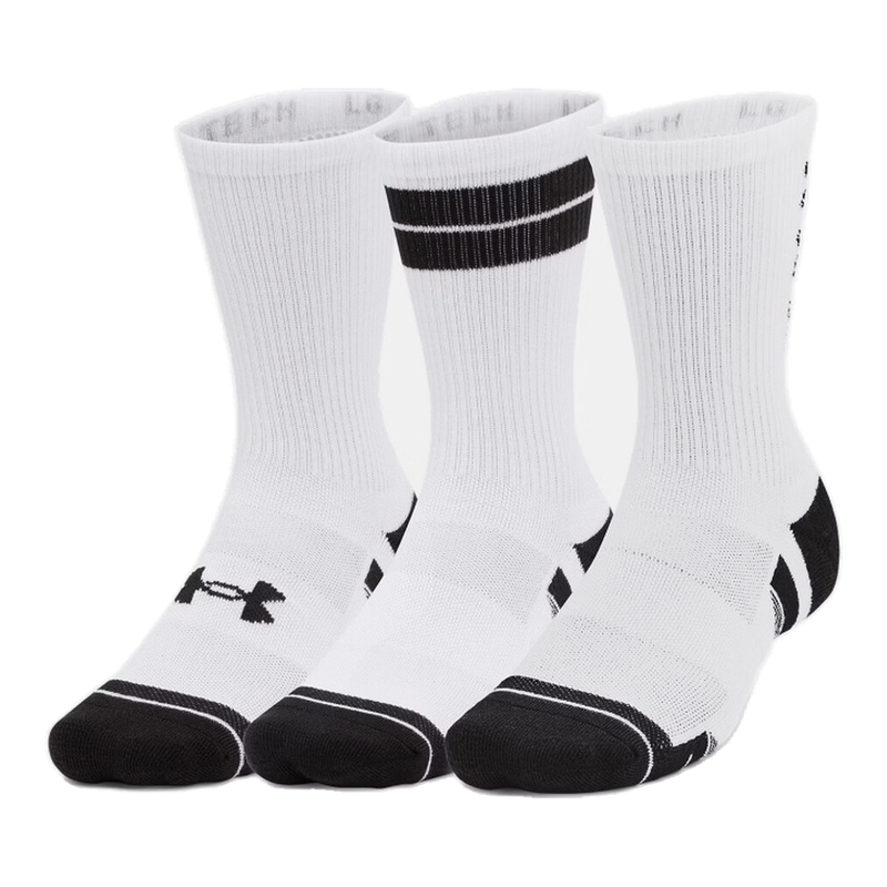 Under Armour Performance Tech Unisex 3-Pack Crew Socks - White/Black