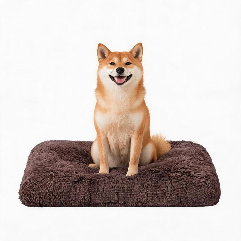 Bedsure Hundebett: PetPad einfarbiges Plüsch-Hundekäfigpolster in kaffeebraun, 89x58 cm - Weiches Hundelager für den Käfig