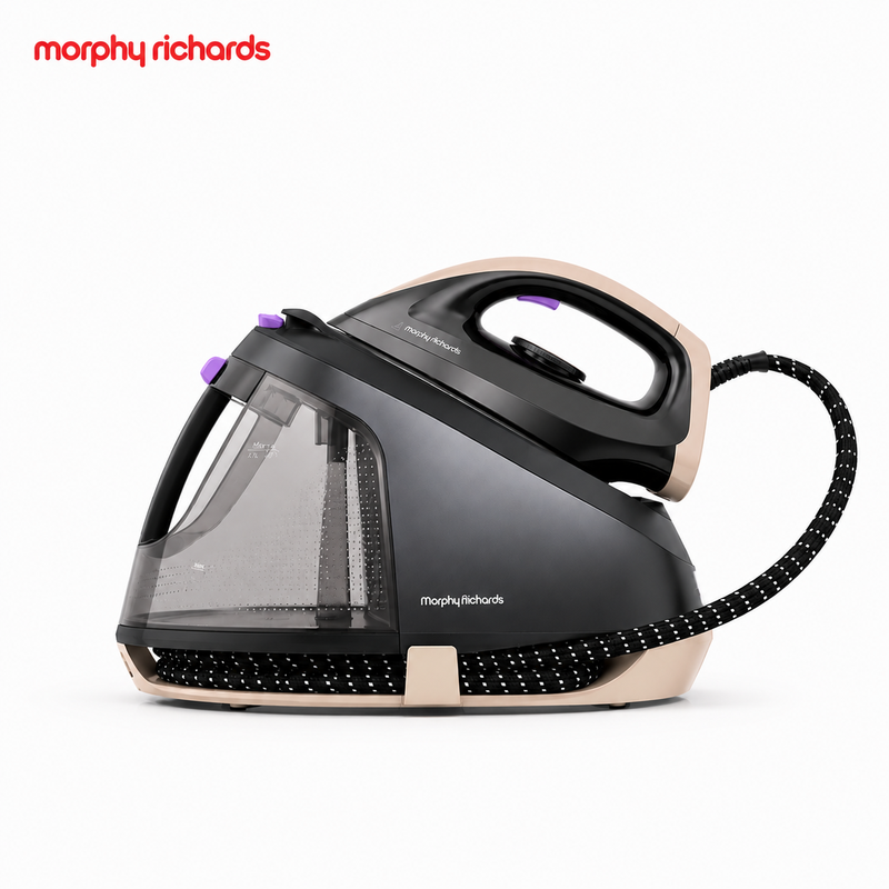 Morphy Richards EasySteam+ stoomstrijkijzer met stoomgenerator 2400 W, 120 g stoomstoot, 70 g stoomafgifte, 6 bar druk, eco-stand, afneembaar waterreservoir van 1,8 l, antikalk, automatische uitschakeling, zwart, MUH-ISE4B