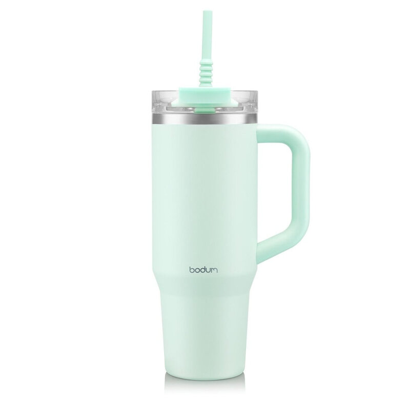 Travel Mug Tumbler 1.2 L with Straw， Handle and Lid - Creamy Mint