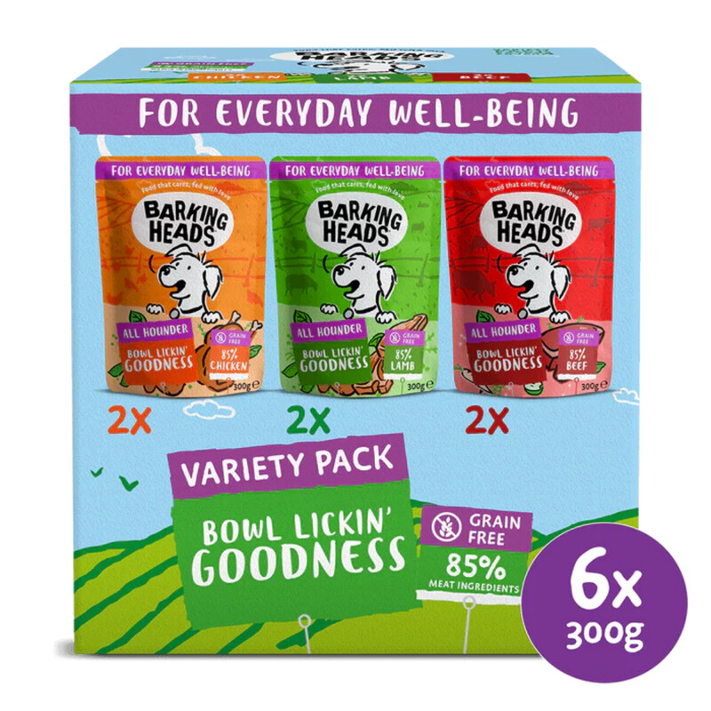 Adult Dog Food Wet Pouches Variety Pack 6X300g