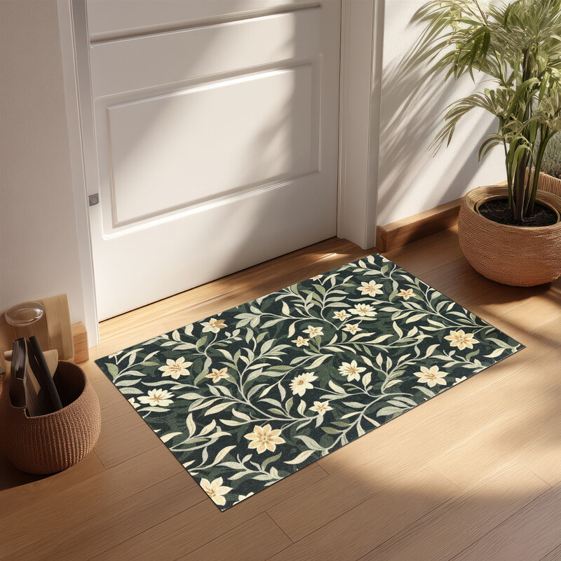 Doormat Knightsbridge Floral Forest Green 50x75cm