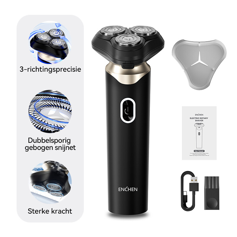 ENCHEN BlackStone 6 elektrische roterende scheerapparaat voor mannen met 3D zwevende scheerbladen en oplaadbaar via USB Type-C, 1 stuk