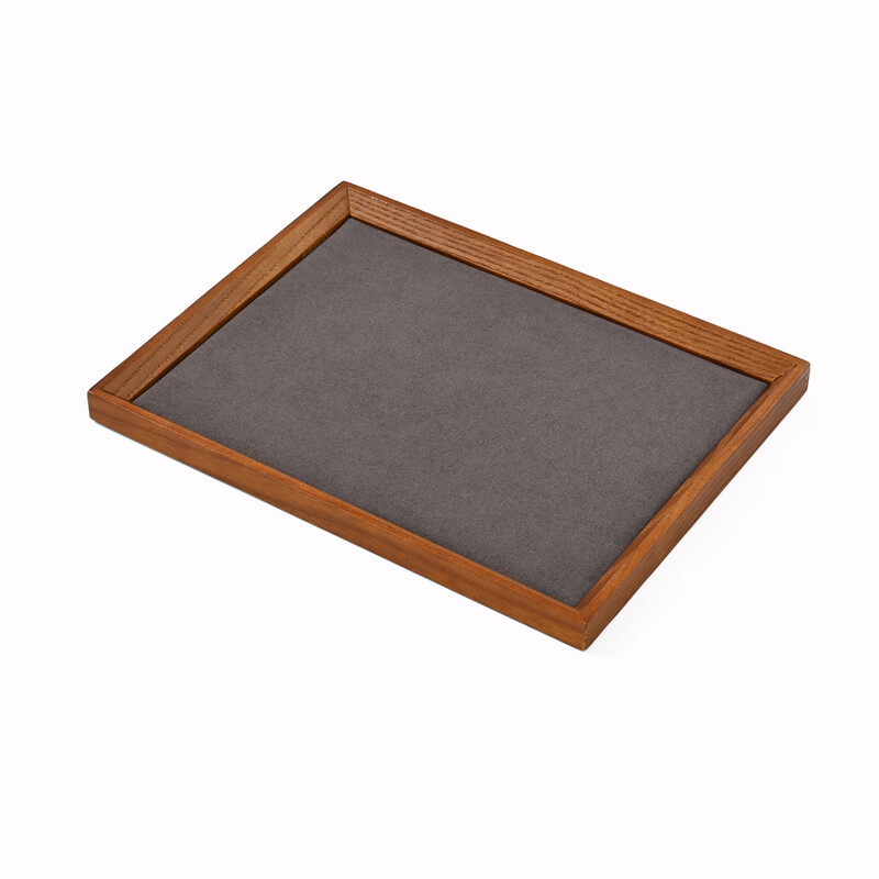 Oirlv Wooden jewelry display tray solid wood velvet jewelry organizing platform ring earring necklace bracelet watch storage tray jewelry store display holder