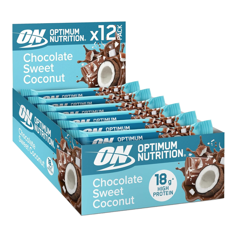 Optimum Nutrition Eiwitrepen chocolade & zoete kokos 720 g (12 repen)