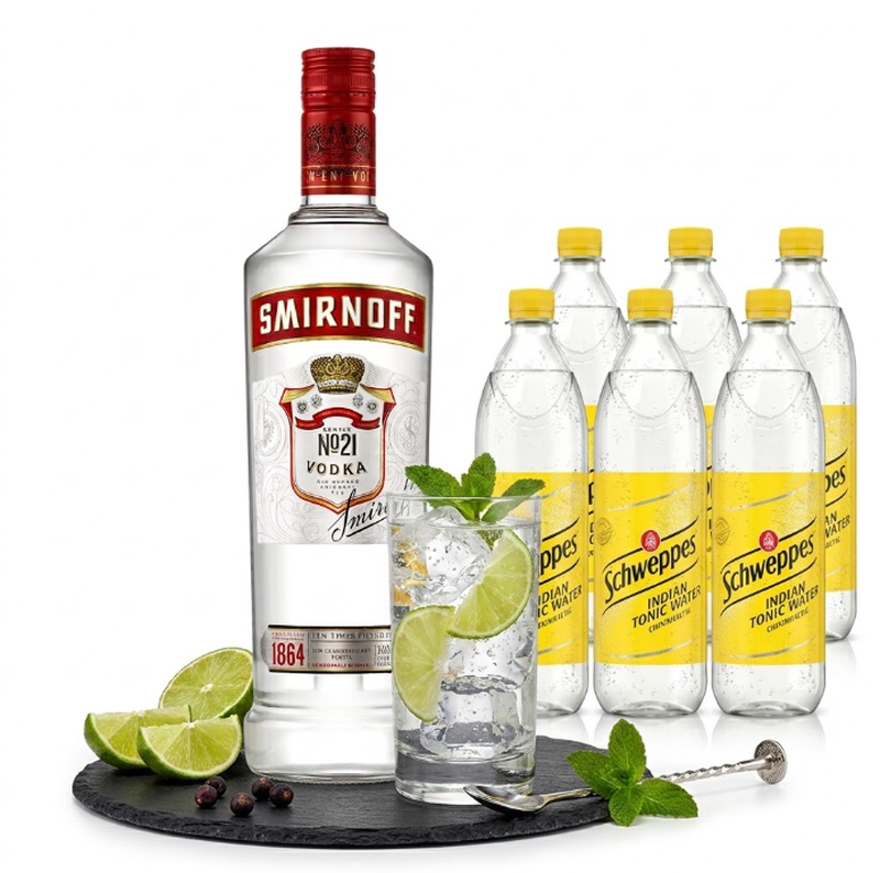 Vorteilspack Smirnoff Wodka 0,7 L + Schweppes Tonic Water 6 x 1,25 L