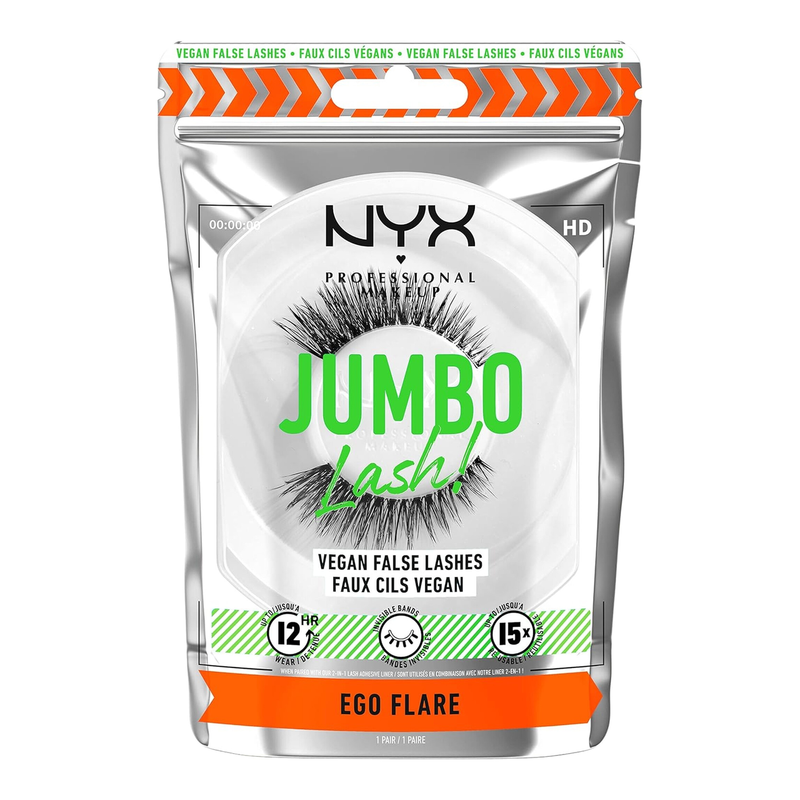 NYX False Lashes Jumbo Lash! Ego Flare 05 - Veganistisch, onzichtbare bandjes, 12 uur langhoudend