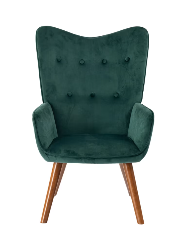 ARMCHAIR Velvet Green with Wooden Legs & Comfortable
