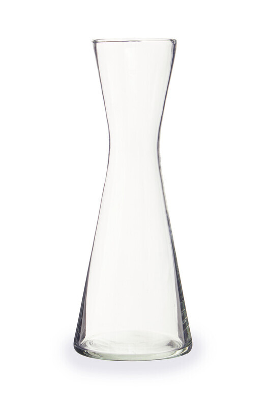 Elegant Clear Glass Carafe, Gracefully Shaped Narrow Neck Glass Water Carafe, Classic