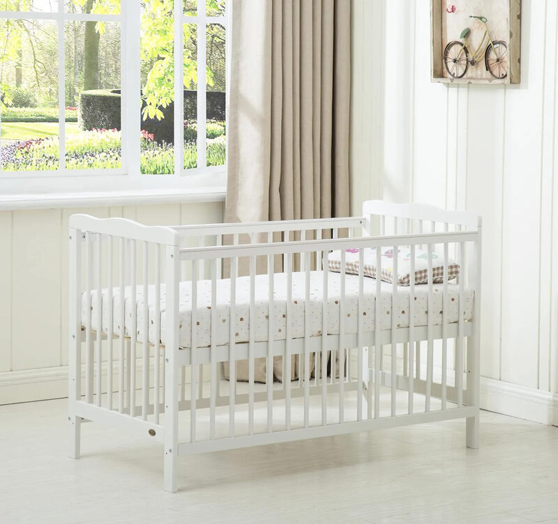 MCC Brooklyn Baby Cot Crib With Water repellent Mattress (Cream White)
