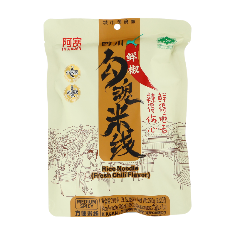 A'KUAN Rice Noodle Fresh Chili Flavor 270g