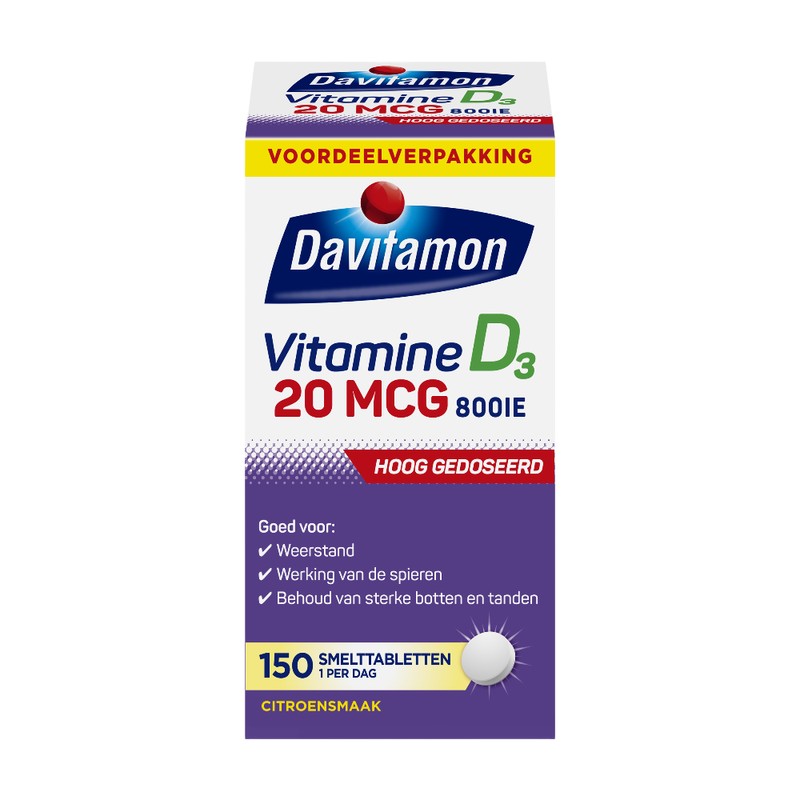 Davitamon Vitamine D3 20 mcg Smelttabletten 150 Stuks
