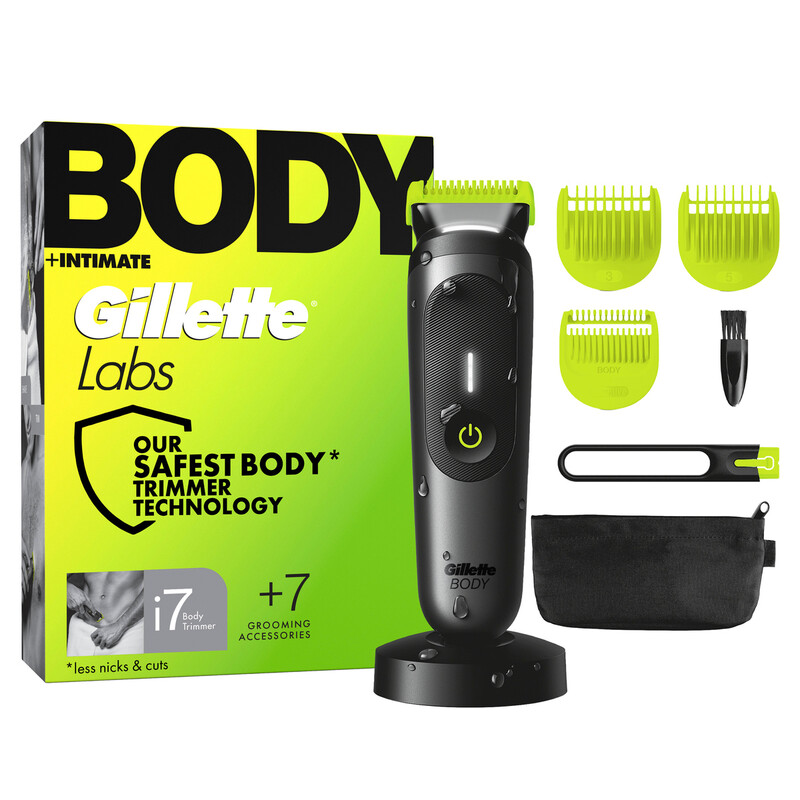 Gillette Labs i7 Body + Intimate Trimmer für Männer: SkinFirst-Technologie, wasserdicht mit LED-Licht, Duschhalterung für Körper & …