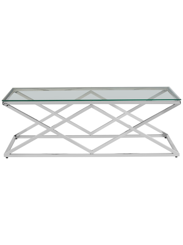 Coffee Table Allure Prism Rectangle Silver Finish/Glass