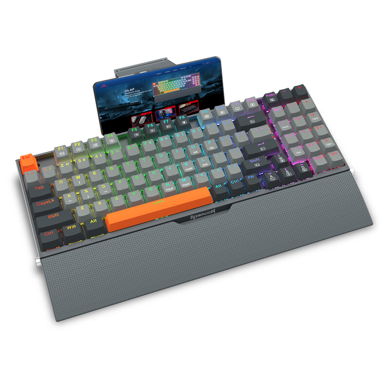 Redragon 94 Tasten Kabelgebundene Mechanische Gaming-Tastatur, Vollmetall Robustes Custom-Board mit integriertem Handyhalter & …