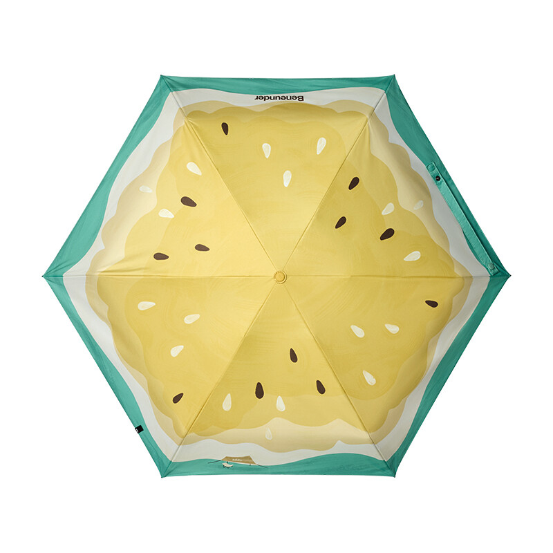 Beneunder BM527, Fünffach-Regenschirm mit schwarzer Beschichtung, winddicht und wasserdicht für den Außenbereich, Gelbe Melone