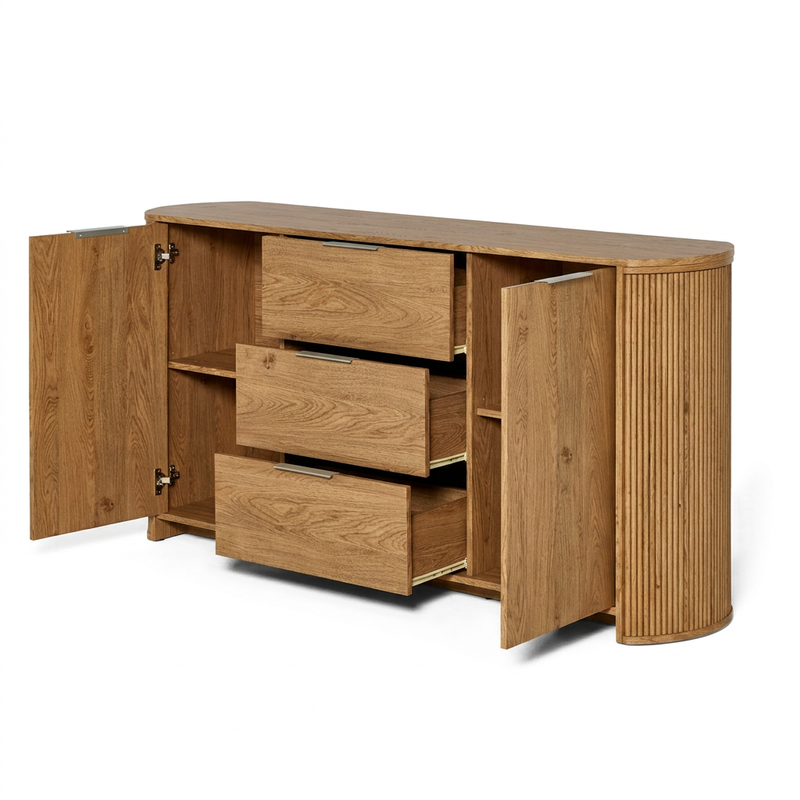 jahnke Sideboard MOON in Montana-Eiche: Elegantes Wohnzimmermöbel mit 3 Schubladen, 2 Türen & großzügigem Stauraum