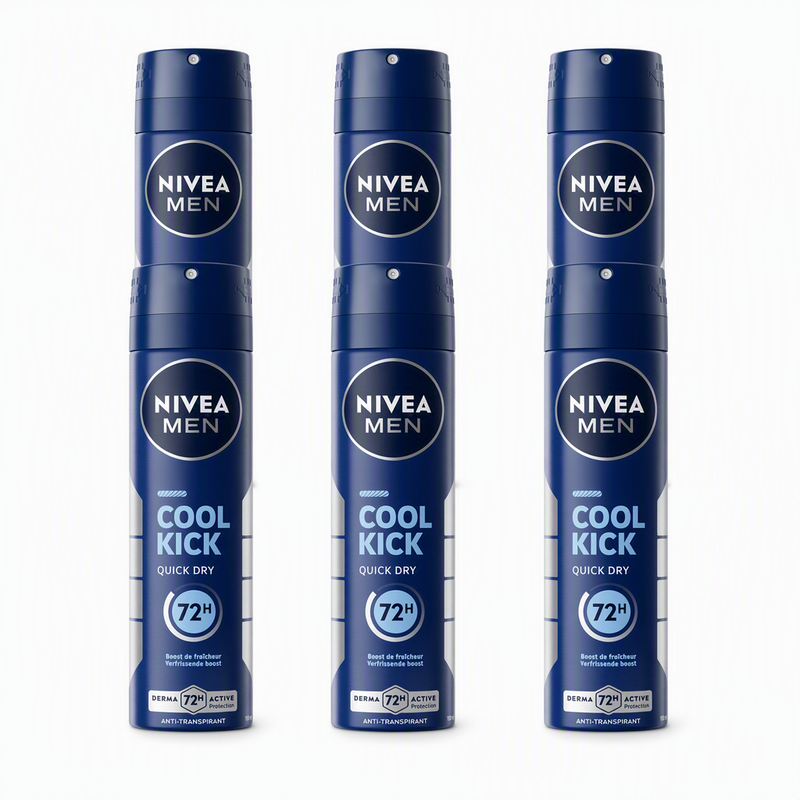 NIVEA MEN Cool Kick Deodorant Spray - Anti-Transparant Deo - 72u Bescherming 150 ml (6-Pack)