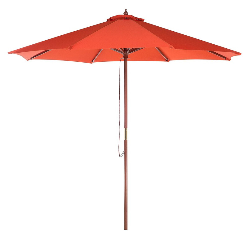 Beliani Sonnenschirm - Terrassenschirm - aus Holz - ⌀ 270 cm - Rot - TOSCANA