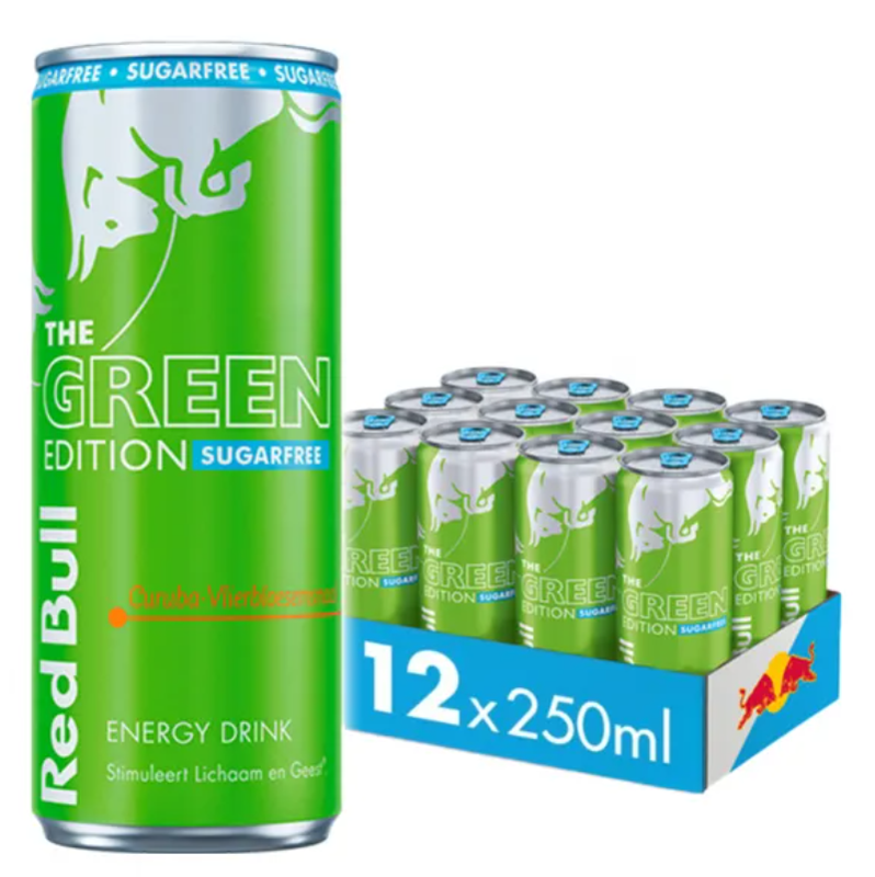 Red Bull Green Edition Suikervrije Energy Drink Curuba & Vlierbloesem - 12 x 250 ml