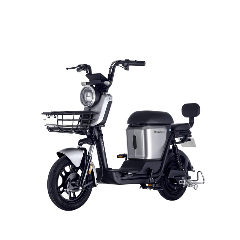 Luyuan Elektromoped L1e-B 400W Motor 48V 24Ah Lithiumakku 80–90km Reichweite 14 Zoll Reifen straßenzugelassen in Planet Grau