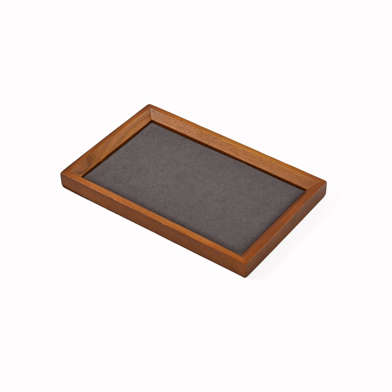 Oirlv houten sieradendisplaydienblad, massief hout, fluwelen sieradenorganiseerplateau, opbergdienblad voor ringen, oorbellen, kettingen, armbanden en horloges, displayhouder voor juwelierszaak