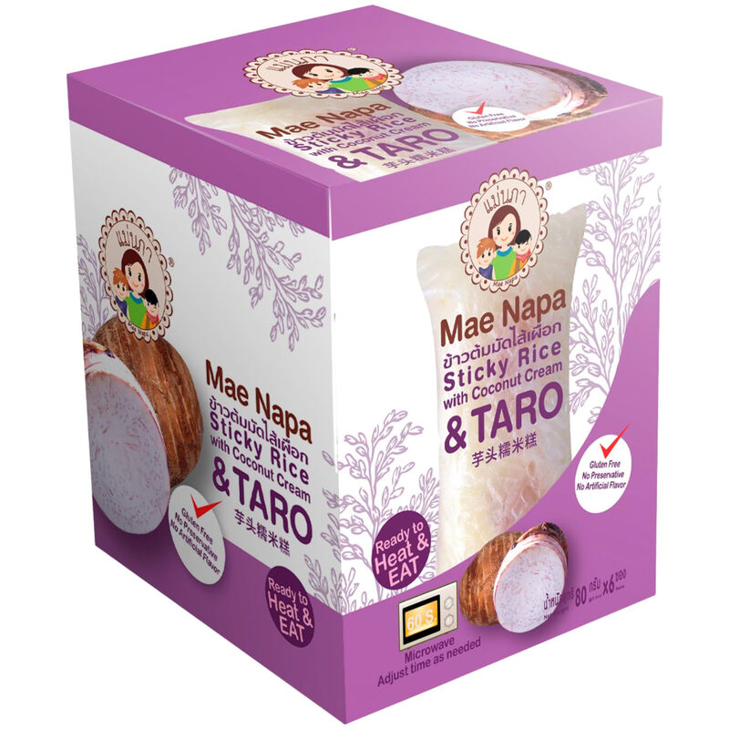 Mae Napa kleefrijst met kokosroom & taro 480 g 6-pack