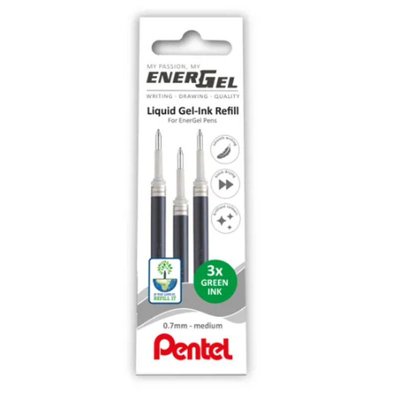 EnerGel Refill 0.7mm Green Pack of 3