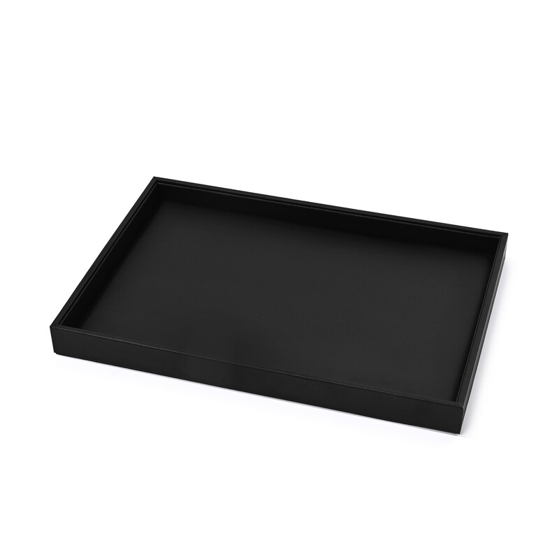 Oirlv PU-leer sieradentray, zwart sieradenorganizer, ring- en oorbeldisplay, halsketting- en armbandopbergdisplay, sieradenpresentatieaccessoires