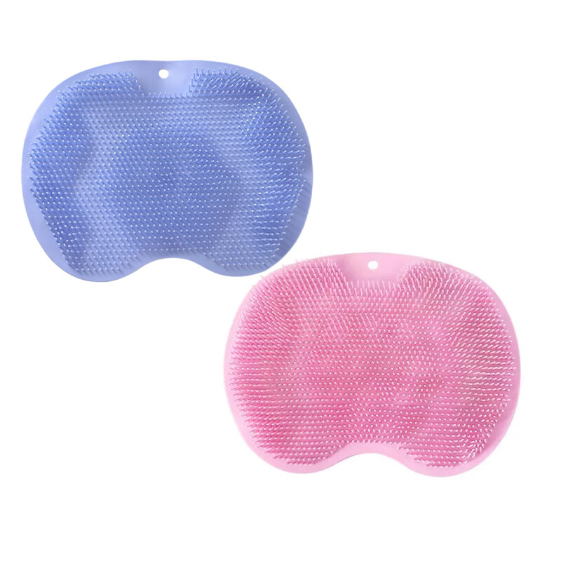 JORDAN&JUDY siliconen voetkrabmat, 2-pack, blauw+roze, voetmassage & antislipmat voor badkamerdouche