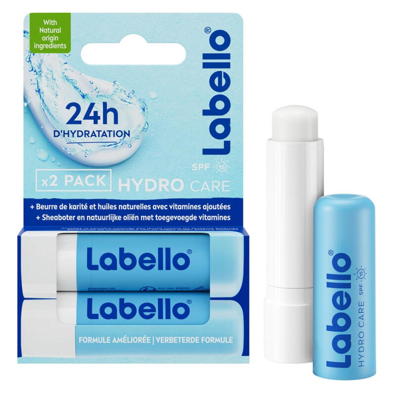 Labello sticks soins des lèvres hydro care 24h 2x 5 5ml