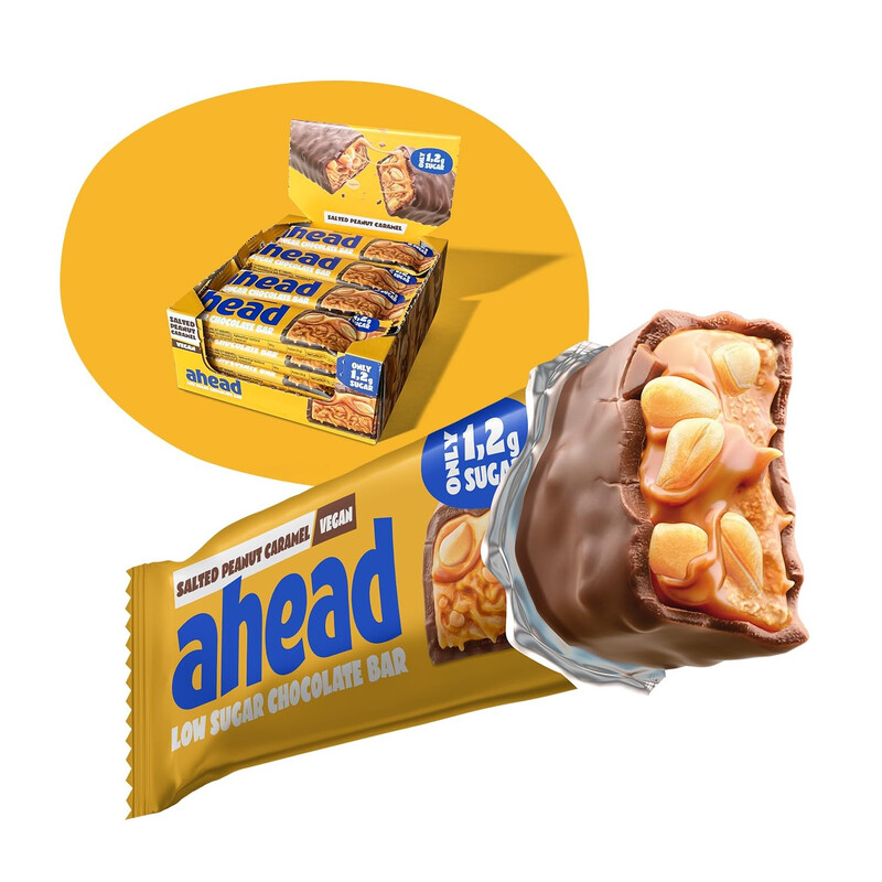AHEAD Low Sugar Bar - Gesalzene Erdnuss-Karamell - 16 x 35g