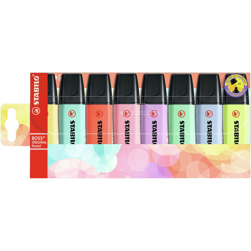 STABILO BOSS ORIGINAL Pastel - Markeerstiften - Set van 8 - Assorti kleuren
