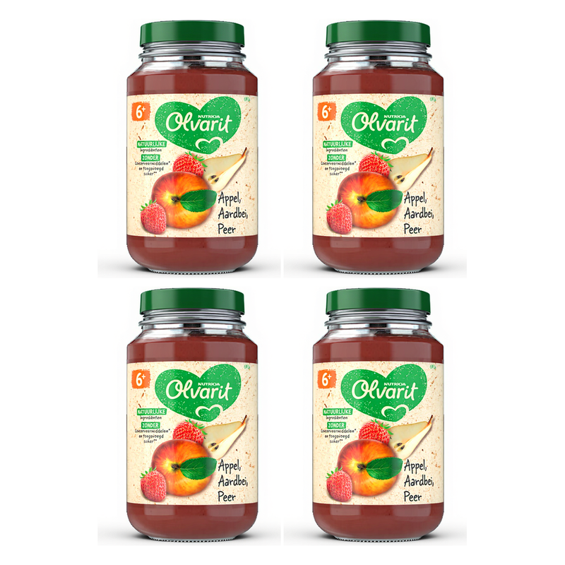 Olvarit Snack aux fruits Pomme fraise poire 6 mois+ 200 g * 4