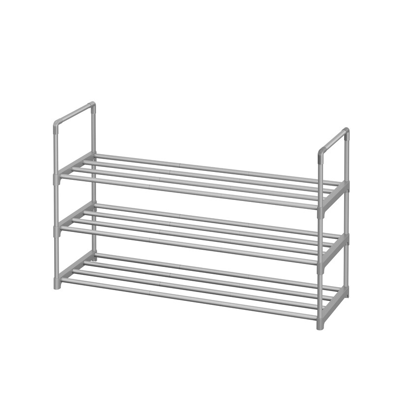 Ochama 3-Tier Metal Shoe Storage Shelf, Stackable Shoe Organiser, For Entryway, Gray