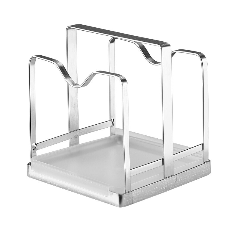 Maxcook 304 Stanless Steel Pot Lid Holder 2 Layers Pot Lids Organizer Multifunctional Lid And Spoon Rest Rack With Pp Tray For Lids Spatulas Spoons Cutting Boards