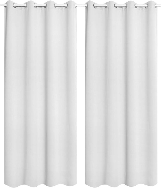 WOLTU 2er-Pack Vorhänge mit Ösen, Wärmeisolierende Vorhänge für Wohnzimmer & Kinderzimmer, Leicht & Weich, 140 x 245 cm, Weiß