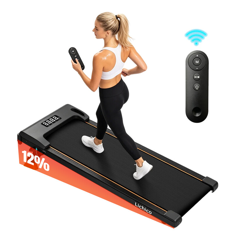 lichico loopband voor onder het bureau met 9% helling, draagvermogen 130 kg/286lbs, hardloopmachine voor thuisgebruik met afstandsbediening